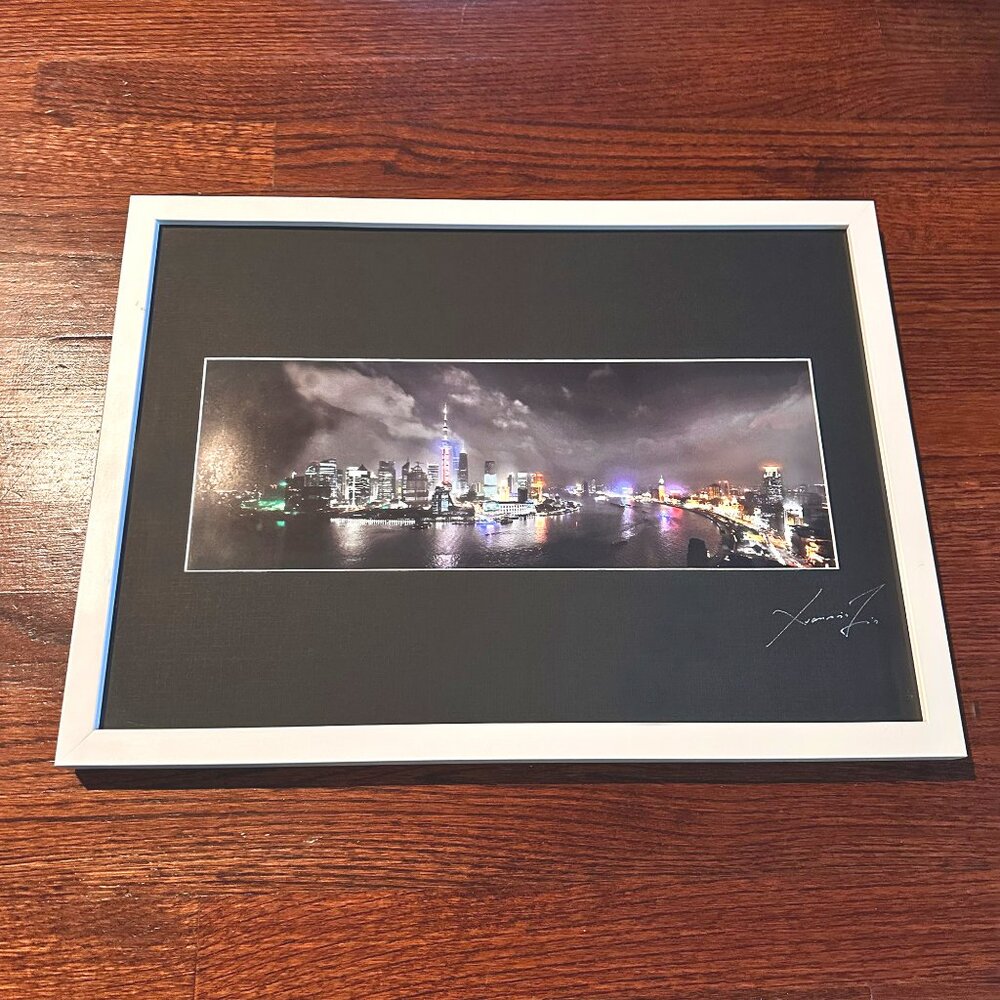 "Shanghai" by Chinese artist Xuanmin Jin, Signed, Custom Frame w/ Matte + Glass